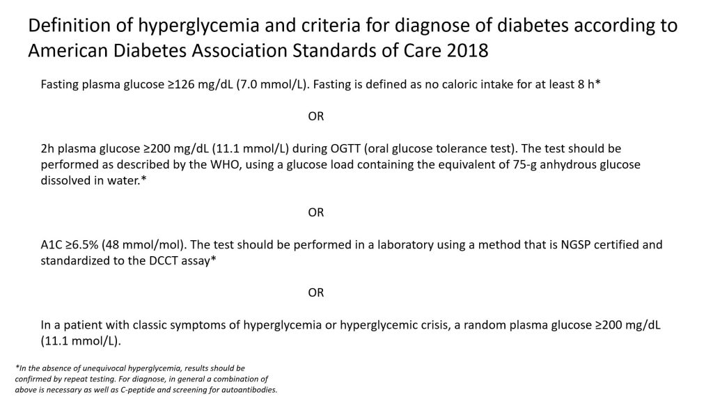 Diabet diagnose criteria